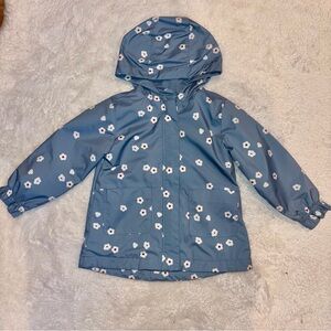 Miles the Label Girl 4Y Daisy Floral Hooded Long Sleeve Raincoat Full Zip Pocket